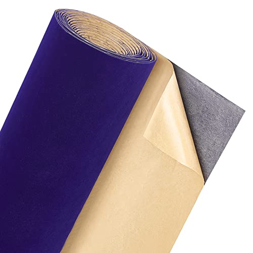 BENECREAT 157x9.8inch Dark Blue Self Adhesive Velvet Flock Liner Velvet Fabric for Jewelry Drawer Craft Fabric Upholstery Peel Sticker(0.8mm thick) - color: Dark Blue, size: 9.8"W x 157"L