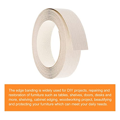 uxcell Edge Banding, 1-5/8 inch x 24.6ft Pre-Glued Wood Veneer Edging Iron-on Flexible Edge Banding for Cabinet Repair Furniture Restoration, Oak - size: 1-5/8 Inch x 24.6ft