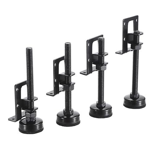 OwnMy 4PCS Adjustable Furniture Leveling Feets L Shaped Furniture Levelers - size: 4.7"H-Black