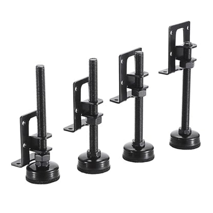 OwnMy 4PCS Adjustable Furniture Leveling Feets L Shaped Furniture Levelers - size: 4.7"H-Black
