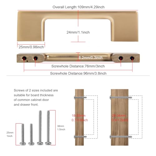 TUNNY 10 Pack Classic Cabinet Handles-3"/76mm Screw Spacing Champagne Bronze Furniture Hardware Handles for Kitchen Cabinets Bedroom Cabinet Pull - color: Champagne Bronze, size: 3"(76mm)Hole Center