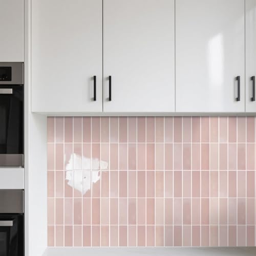 Alwayspon 12×12inch×10Pcs 2.5mm Thick Version Pink Marble Style 3D Vinyl Backsplash Tiles, Self-Adhesive Peel and Stick Wall Tile Stickers Stick on Subway Tiles for Kitchen Bathroom Wall - color: Pink