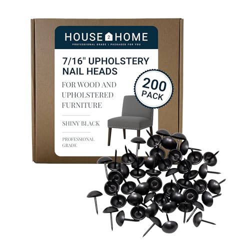 House2Home Upholstery Tacks Shiny Black Decorative Trim 7/16" 200pc - color: Shiny Black, size: 200 Pack