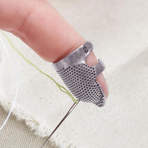 1 Pcs Adjustable Metal Sewing Thimble Finger Protector Open Top Ring Thimble Fingertip Shield for Quilting Embroidery Hand Sewing Tool(Silver, S) - color: Silver|S