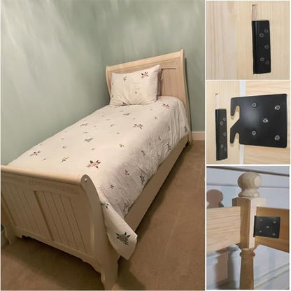 Bed Frame Hardware Bed Post Double Hook Slot Brackets Attachment Hardware, Heavy Duty Bed Frame Brackets for Wooden Bed-Set of 4 (Screws Included) - size: 4pcs