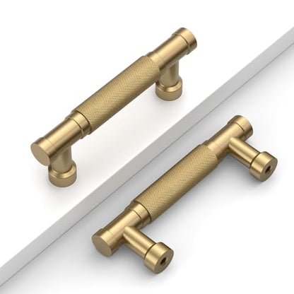 Champagne Bronze Knurled Cabinet Handles Kitchen Pulls 3 Inch 10 Pack - color: Champagne Bronze, size: 3" Hole Center