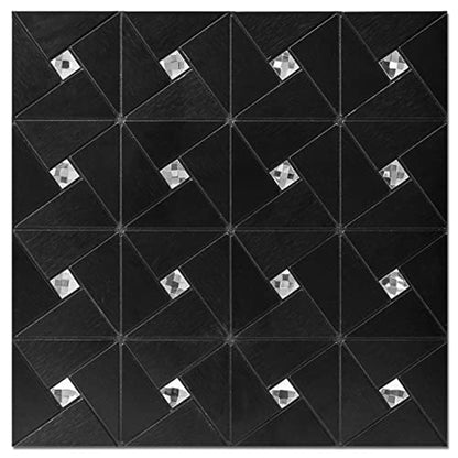 Art3d Peel & Stick Backsplash， Metal Mosaic Tiles, 10 pcs, Black Windmill - color: Black, size: 12x12 Inch