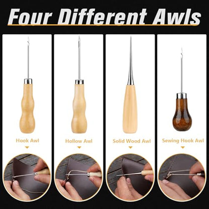 56Pcs Leather Stitching Punch Kit, Sewing Kit 4mm Prong Sewing Hole Punch