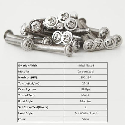 WELLOCKS M4 Cabinet Pull Screws, 25 to 50mm 100 PCS - color: Silver, size: 100PCS