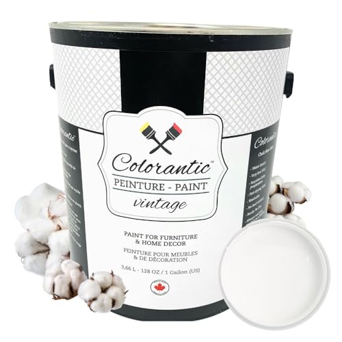 Colorantic | COTTON BALL Chalk Paint for Furniture DIY - Multi-Surface Craft Paint | PURE WHITE Home Decor Painting for Wood (128 oz Gallon) - color: Cotton Ball, size: 128 Fl Oz (Pack of 1)