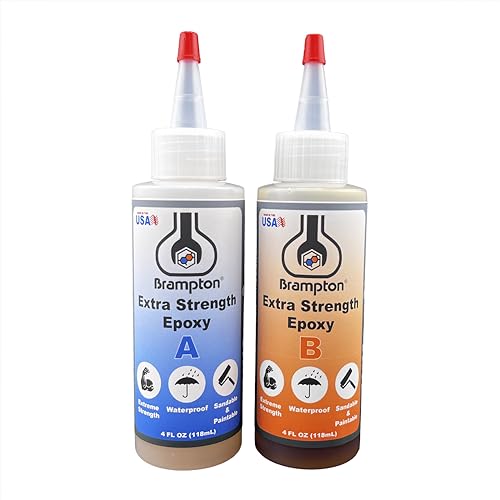 Brampton Extra Strength Epoxy, 20-Minute Work Life, Waterproof 2-Part Epoxy Glue Kit for Tile, Metal, Ceramic, Glass, Wood, Stone, Strong Bonding, Sandable, Paintable Resin, Easy 1:1 Mix, 8 oz - style: 8 FL OZ KIT