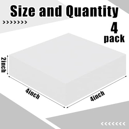 4 Pcs 2" Thick Foam Padding Sheet with Adhesive Backing Closed Cell - color: White, size: 2 Inch Thick, 4 x 4 Inches