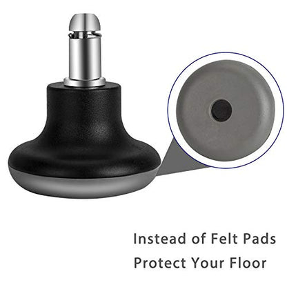 Bell Glides Replacement Office Chair Feet Swivel Caster Wheels to Fixed Stationary Castors, Short Profile with Separate Self Adhesive Felt Pads Black 5pcs (Pack of 2) - size: 11mm x 22mm (Pack of 2)