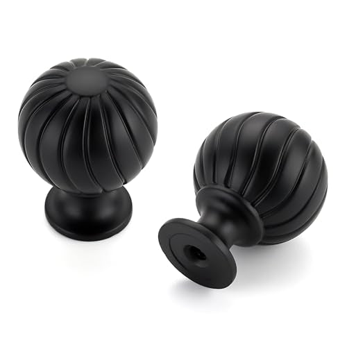 12 Pack Black Cabinet Knobs, 1 Inch Round Dresser Drawer Knobs - color: Black