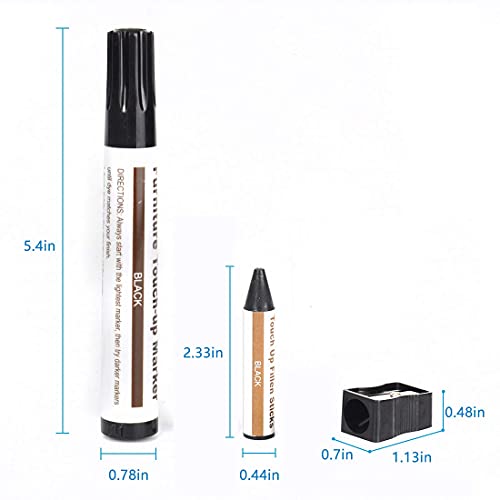 SEISSO 17 Piece Furniture Touch Up Markers Kit with Wax Sticks Sharpener - color: 8 + 8 Colors