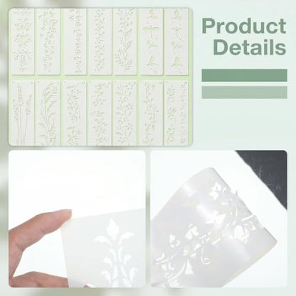 12 Pack Stencils for Crafts Reusable, Border Stencils