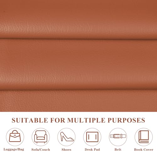 Faux Leather 0.7mm Upholstery Fabric by the Yard 55x180 Inch Brown - color: Brown, size: Pre Cut 5 Yard