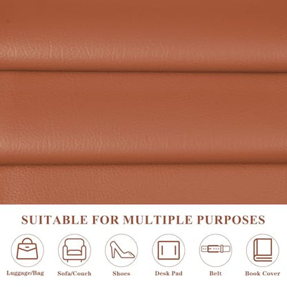 Faux Leather 0.7mm Upholstery Fabric by the Yard 55x72 Inch Brown - color: Brown, size: Pre Cut 2 Yard