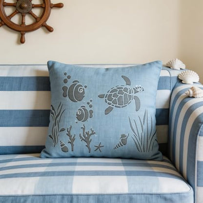 TIAMECH A4 Reusable Aquarium Turtle Fish Stencil for Painting - style: Turtle Fish