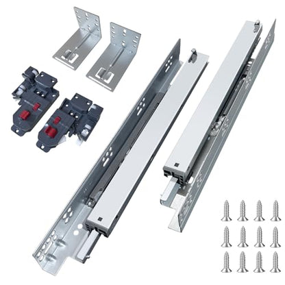 4 Pair 18 Inch Undermount Soft Close Drawer Slides Full Extension Concealed Bottom Mount Drawer Slides with 3D Adjustable Lock Device and Rear Mounting Brackets, 100 LB Capacity - size: 18 Inch