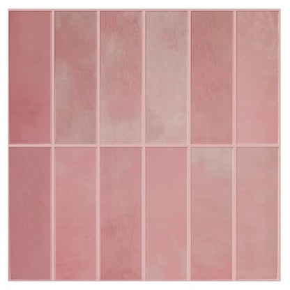 Select 5 Pack Peel and Stick Backsplash Square Tiles, 12x12 in, Pink - color: Pink, size: Rectangle Shape