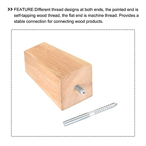 METALLIXITY Double Ended Screws (M6x70mm) 8pcs, Hanger Bolts Carbon Steel Self-Tapping Double Sided Screws - for Home Repairs - size: M6x70mm