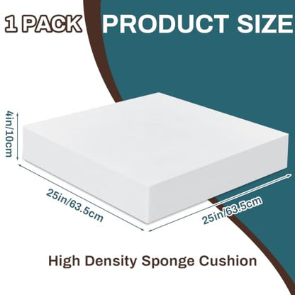 Frienda 1 Pack 4" x 25" x 25" Upholstery High Density Craft Foam, White - size: 4" X 25" X 25"