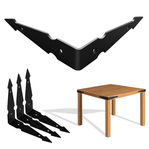 Farmhouse Metal Corner Brackets Decorative Wood Table 6.1" Matte Black Corner Protectors for Retro Industrial Wood Dresser Nightstand TV Stand Bed Frame(Height:1.3") 4Pcs - size: Height:1.3" Length:6.1"