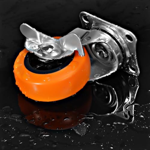 Caster Wheels, 2.5 Inch Casters Set of 8, Heavy Duty Caster with Brake - style: Orange-2.5"8pack