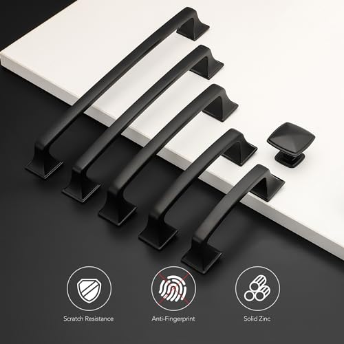 30 Pack Kitchen Cabinet Handles 3-3/4 Inch Hole Center Black Cabinet Pulls - color: Matte Black, size: 3-3/4 Inch Hole Centers