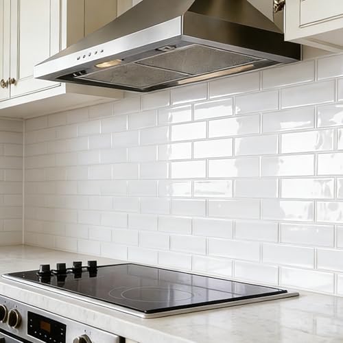 Art3d Subway Design Wall Tile, Peel and Stick Backsplash, 10-Pack, White - color: White
