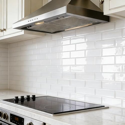 Art3d Subway Design Wall Tile, Peel and Stick Backsplash, 10-Pack, White - color: White
