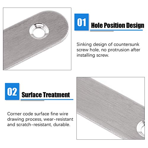 Glarks 20 Sets 40mm/1.6inch Stainless Steel Flat Straight Brace Brackets Mending Joining Plates Repair Fixing Bracket Connector and 40pcs Self Tapping Screws Set (40mm/1.6inch)