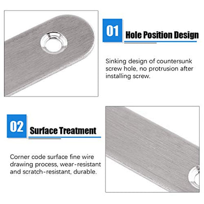 Glarks 20 Sets 40mm/1.6inch Stainless Steel Flat Straight Brace Brackets Mending Joining Plates Repair Fixing Bracket Connector and 40pcs Self Tapping Screws Set (40mm/1.6inch)