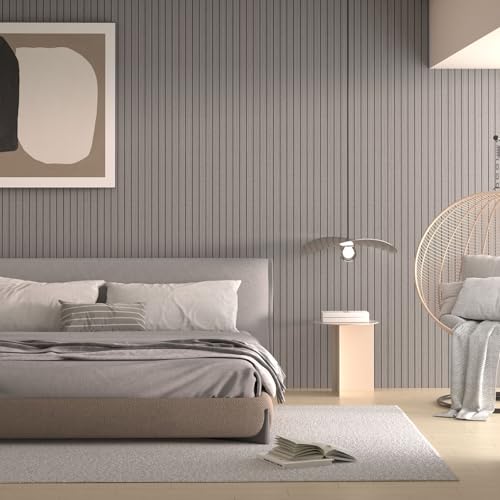 Peel and Stick Wood Slat Wall Panels, Grayish Brown, 118 x 15.7 in - color: Grayish Brown, size: 15.7" x 118"