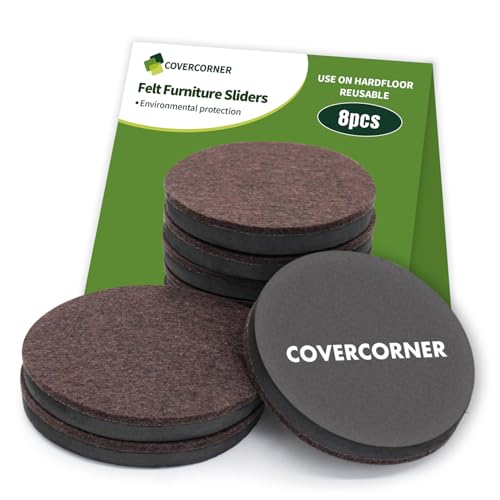Felt Furniture Sliders for Hardwood Floors 8 PCS, 4 3/4" Brown - size: 8 PCS 4 3/4" Brown