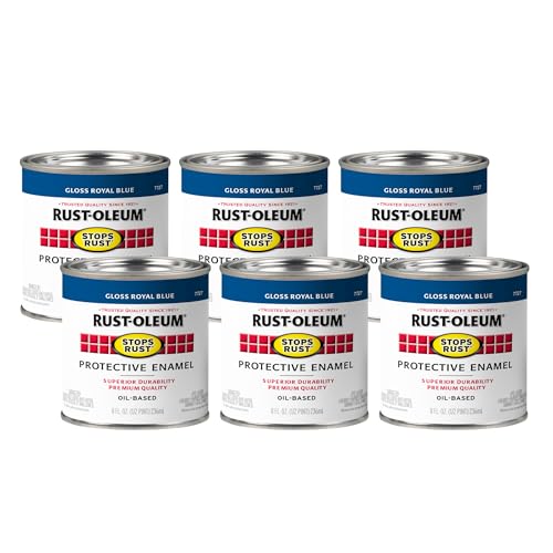 Rust-Oleum Stops Rust Brush On Protective Enamel Paint, Gloss Royal Blue - color: Gloss Royal Blue, size: 8 Fl Oz (Pack of 6)