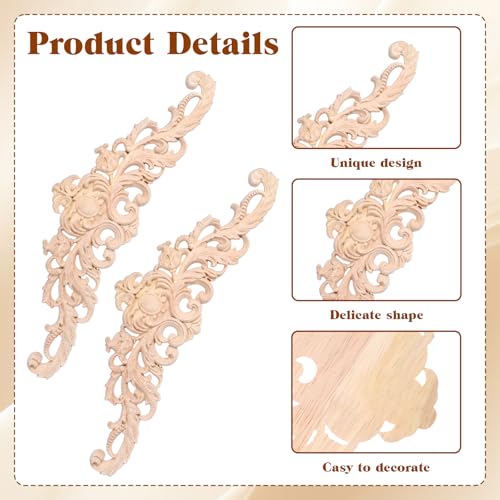 2 Pieces Wood Appliques, Unpainted Wood Moldings & Trims