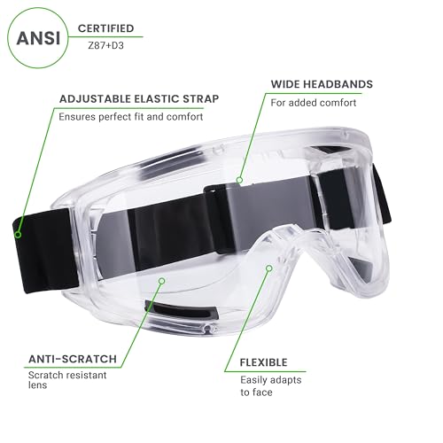 AirGearPro Vision-1000 Anti-Fog Safety Goggles, ANSI Z87.1 Anti-Scratch