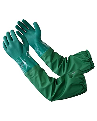 PACIFIC PPE 26 Inch PVC Chemical Resistant Gloves, Waterproof, Reusable, L - color: Green 26inch 1pair, size: Large (Pack of 1)