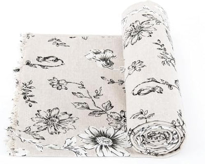 Linen Floral Fabric by The Yard 5 Yard by 62 Inch Width - color: Farmhouse Peony, size: 5 Yard