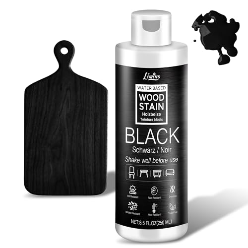 Water Based Wood Stain - Black | Wood Varnish for Indoor ＆ Outdoor Furniture, Wardrobe, Cabinets, Doors, Low Odor ＆ Non-Toxic, Fast Drying, Multiple Classical Finishes - 8.5fl.oz / 250ml - color: Black