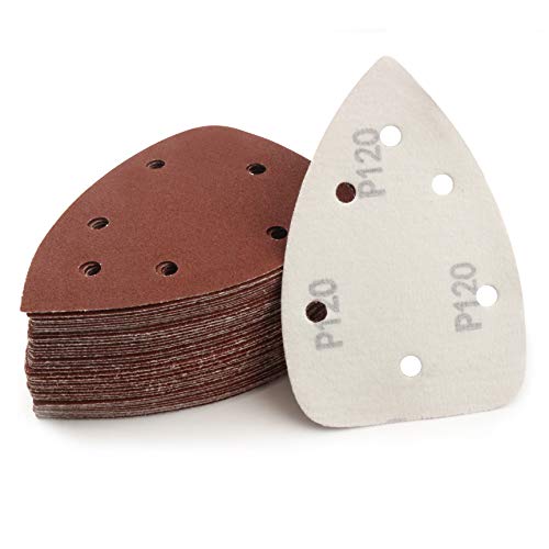 Mouse Detail Sander Sandpaper, 40 PCS Palm Mouse Sander Pads, Assorted 6 Holes Hook and Loop Triangle Sandpaper (40/60/80/120 Grit)-10 PCS for Each Grit by SANJIAN - color: 40-120 Grit Assorted