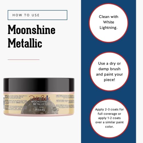 Dixie Belle Paint Company Moonshine Metallics - Rozay (4oz) - color: Rozay, style: 4 Fl Oz (Pack of 1)