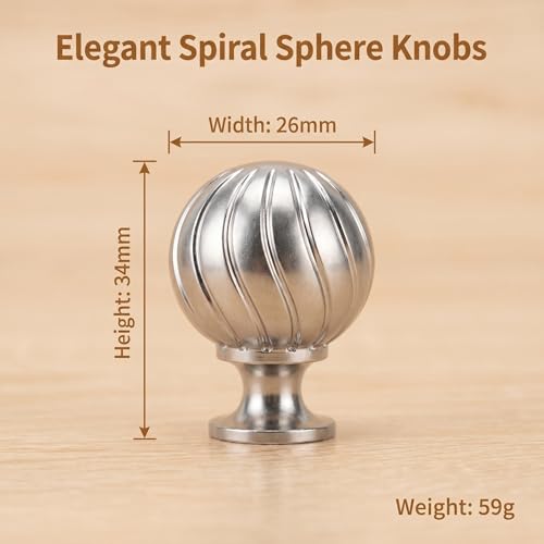 Guank 12Pack Gold Cabinet Knobs, Modern Titanium Silver Silver Spherical Swirl Knobs, Zinc Alloy Drawer Pulls for Kitchen Cabinets, Dresser Drawers, Cupboards Pulls - color: Titanium Silver