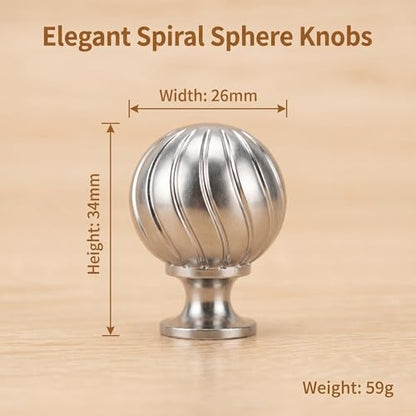 Guank 12Pack Gold Cabinet Knobs, Modern Titanium Silver Silver Spherical Swirl Knobs, Zinc Alloy Drawer Pulls for Kitchen Cabinets, Dresser Drawers, Cupboards Pulls - color: Titanium Silver