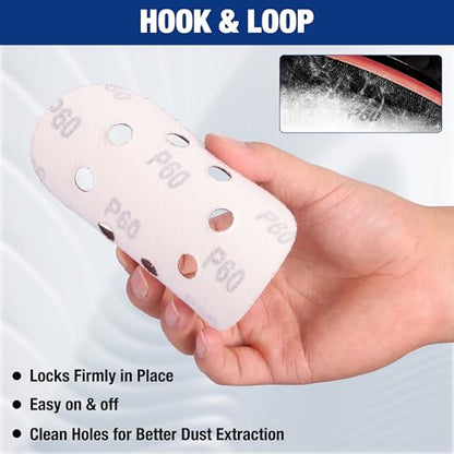 WORKPRO Sanding Discs, 5-Inch 60 Grit 8-Hole Hook and Loop, 150 Pack - style: 150PCS 5 Inch 60 Grit