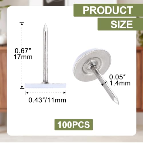 100pcs Flat Head Thumb Tacks for Wall, White Metal Push Pins - color: White, 100pcs