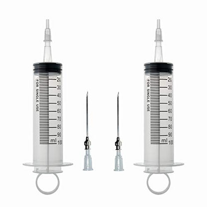 2Pcs-100ml Syringe, 100cc Kitchen Glue Dispenser, Large Volume Plastic Syringe With Needle for Dispensing (100ml-B) - size: 100ml-B