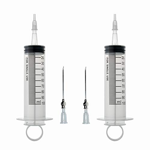 2Pcs-100ml Syringe, 100cc Kitchen Glue Dispenser, Large Volume Plastic Syringe With Needle for Dispensing (100ml-B) - size: 100ml-B